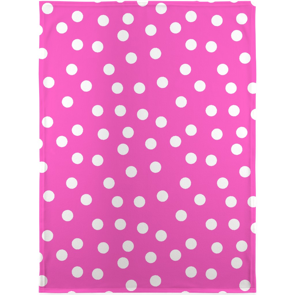 Polka Dot Scatter - Pink Blanket, Fleece, 30x40, Pink, Bright Pink
