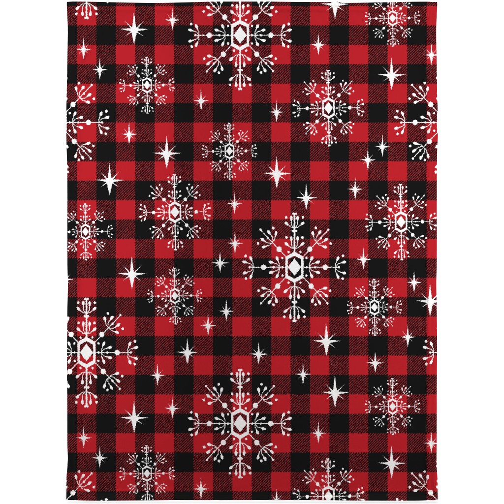 Buffalo Plaid Snowflakes Blanket, Fleece, 30x40, Red