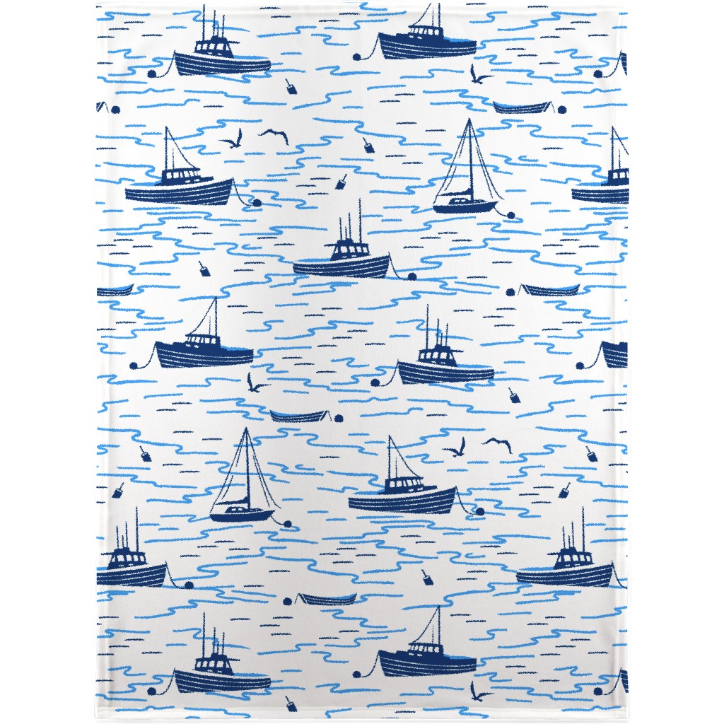 Harbor Boats - Blue Blanket, Fleece, 30x40, Blue, True Blue
