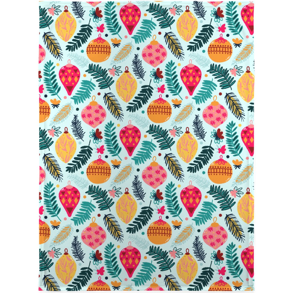 Colorful Christmas - Blue Blanket, Fleece, 30x40, Multicolor