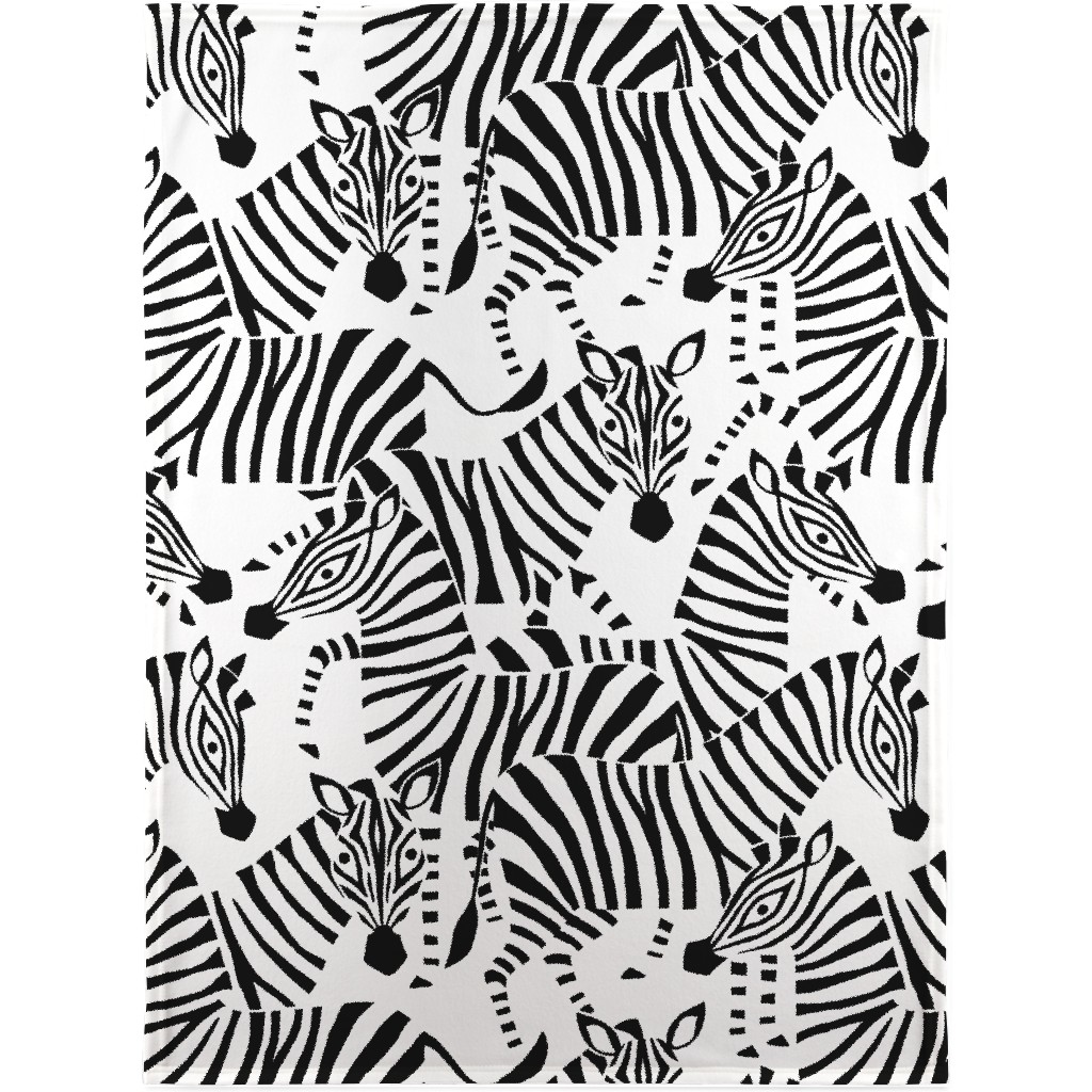 Zebra - Black and White Blanket, Fleece, 30x40, Black