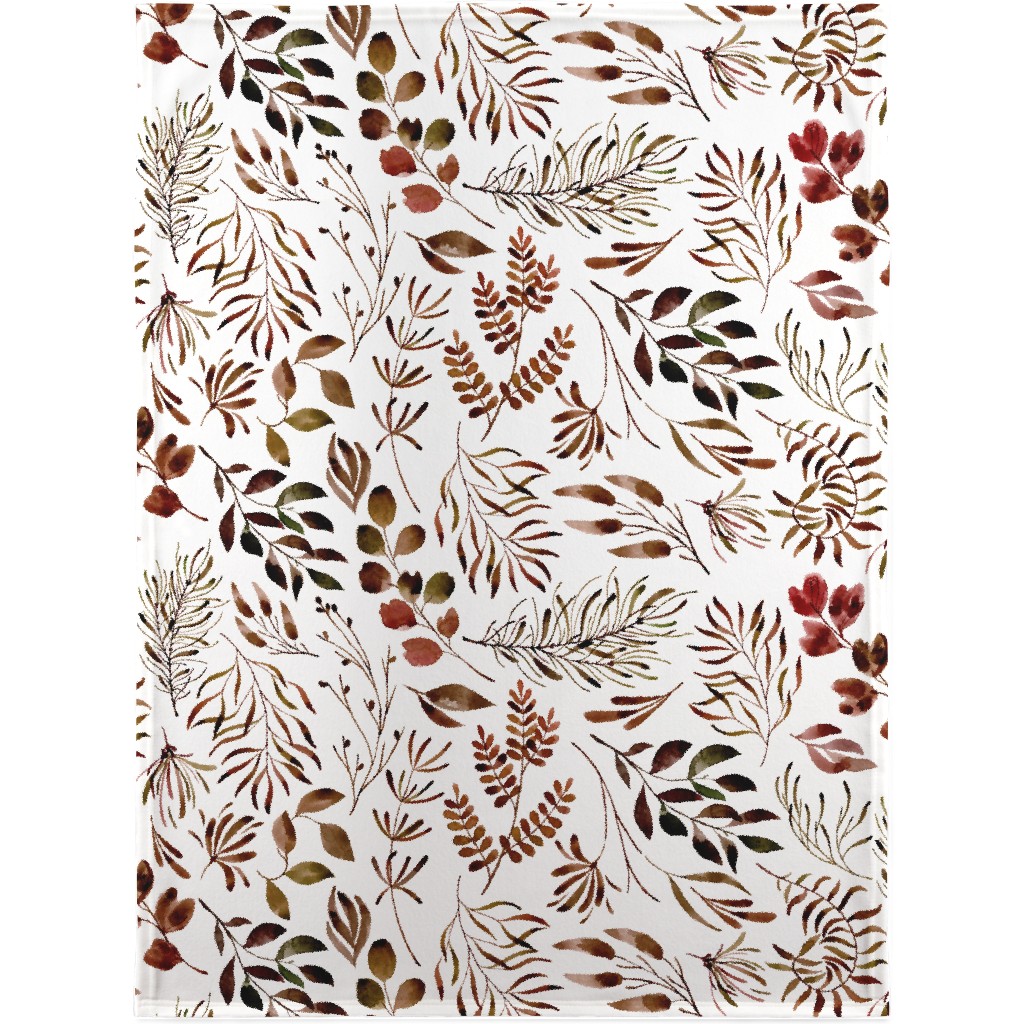 Leaves Nature Botanical Prints Blanket, Fleece, 30x40, Brown, Cocoa