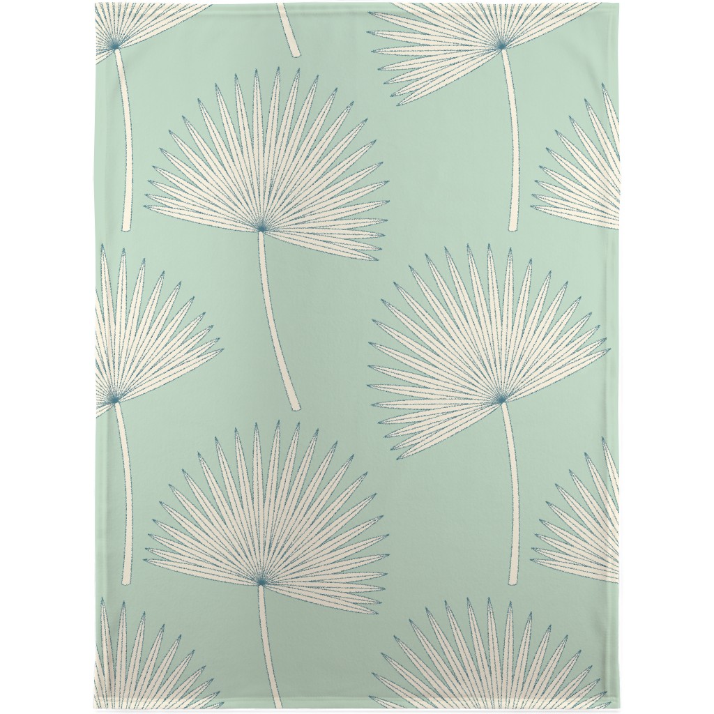 Boho Sunshine Palm Leaves Blanket, Fleece, 30x40, Green, Aloe