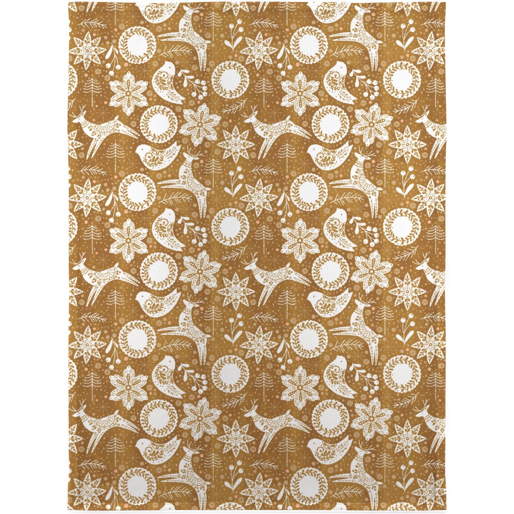 Gingerbread Forest - Brown & White Blanket, Fleece, 30x40, Brown