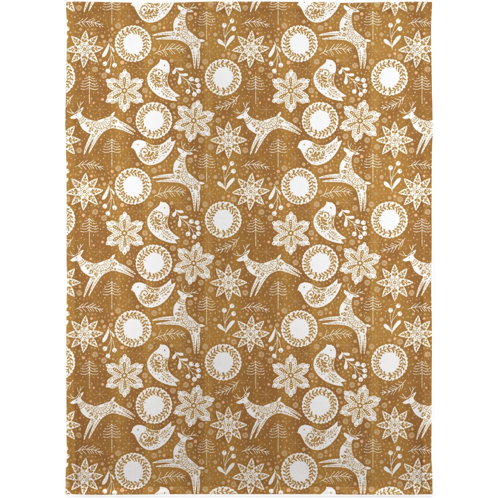 Gingerbread Forest - Brown & White Blanket, Fleece, 30x40, Brown, Brown