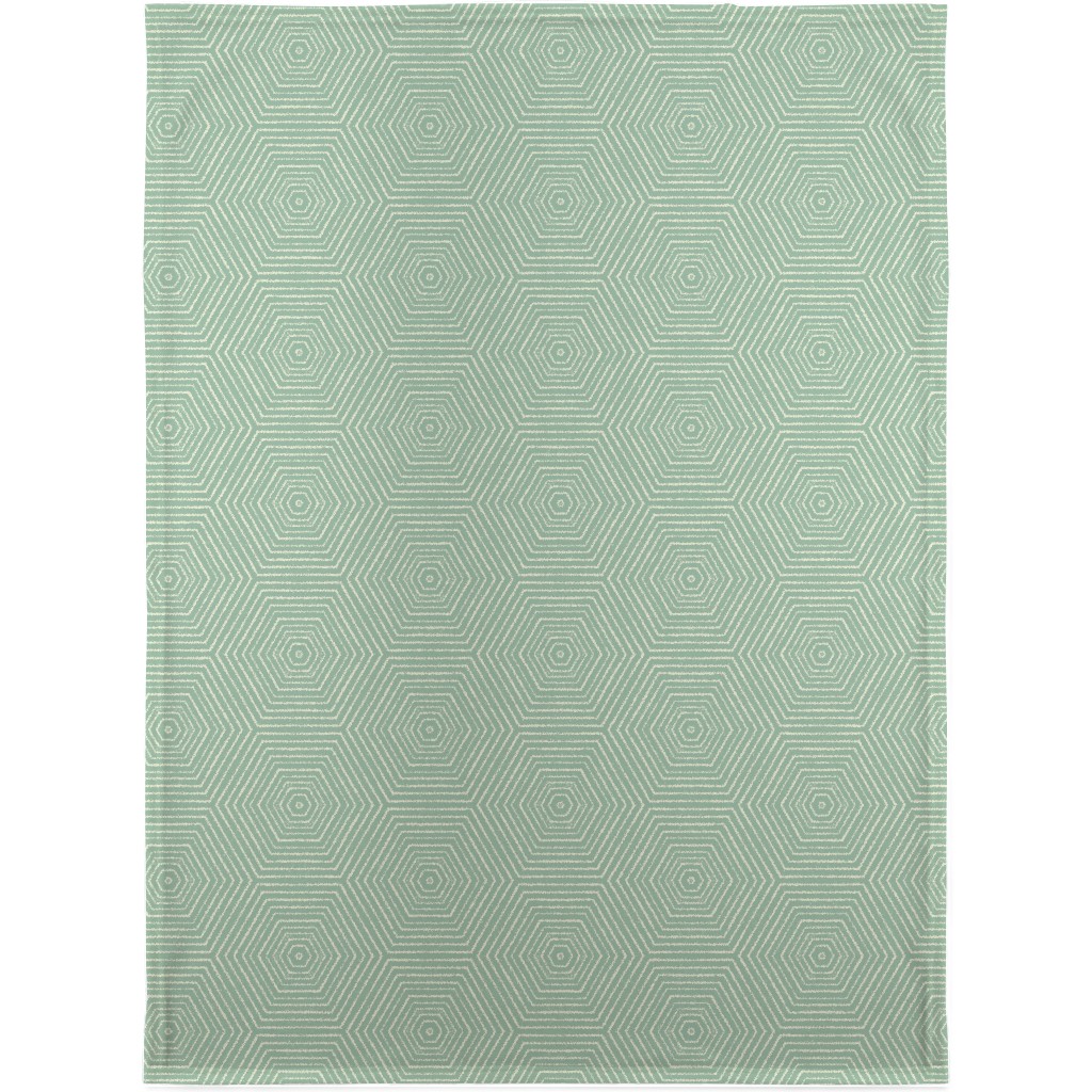 Concentric Hexagons Blanket, Fleece, 30x40, Green, Aloe