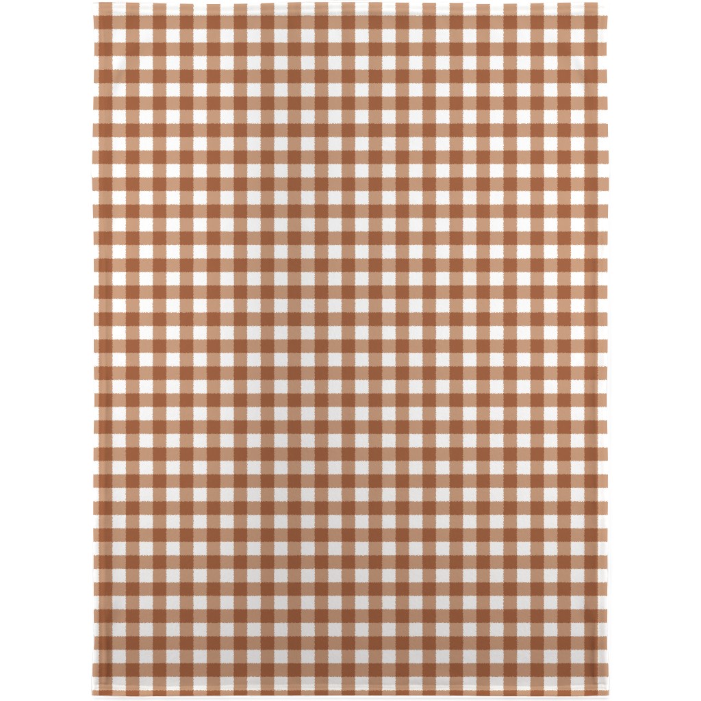 Gingham Plaid Check Blanket, Fleece, 30x40, Brown