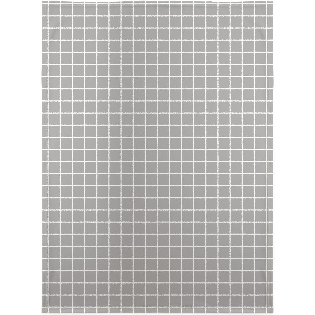 Window Pane Blanket, Fleece, 30x40, Gray