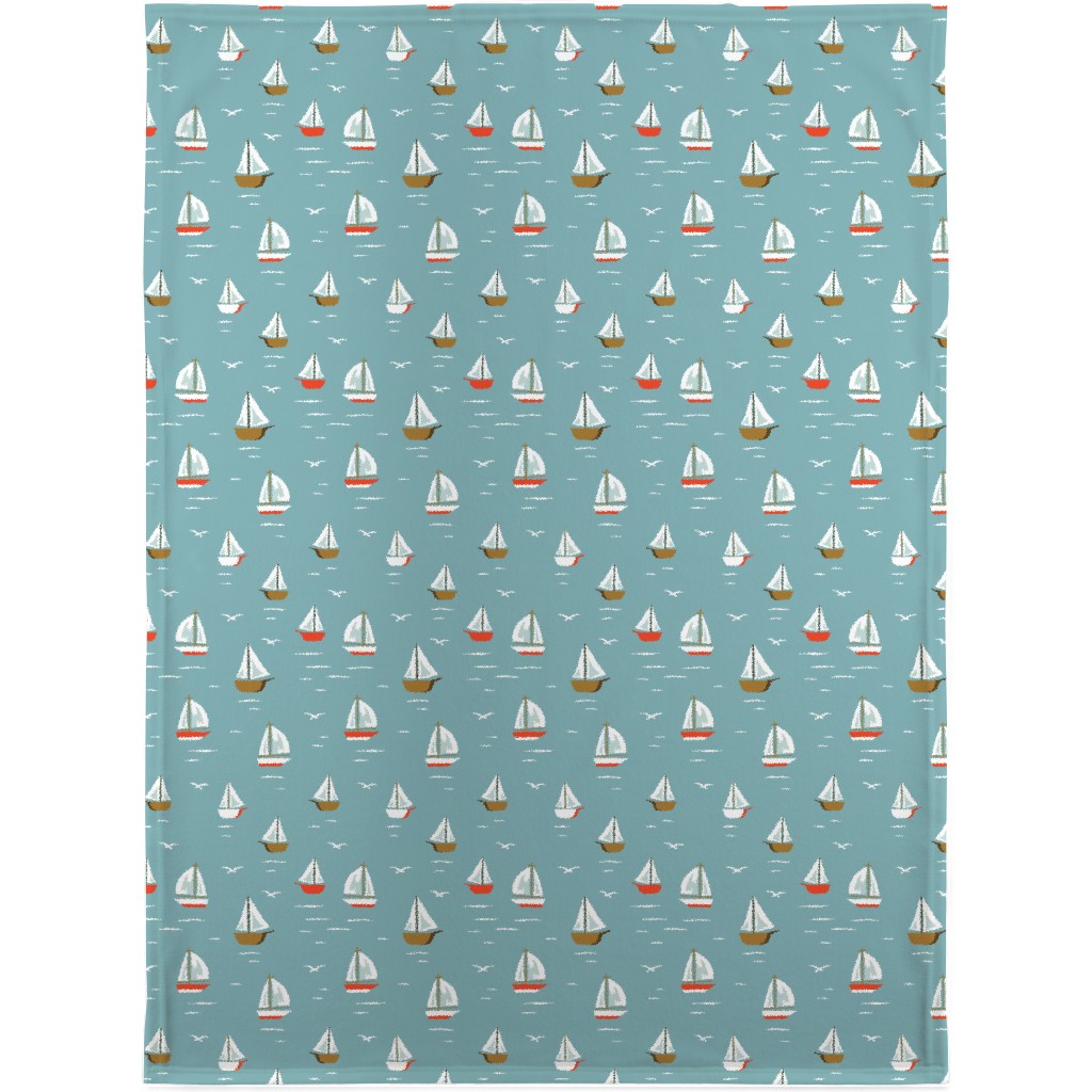 Sailboats Blanket, Fleece, 30x40, Blue
