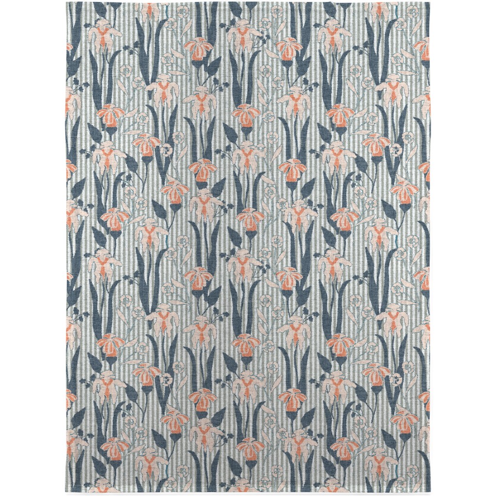 Farmhouse Floral Iris Blanket, Fleece, 30x40, Blue, True Blue