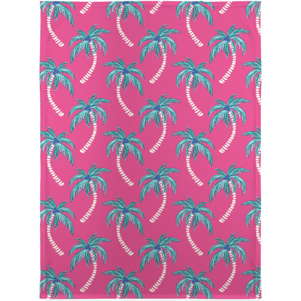 Tropical Palms Blanket, Fleece, 30x40, Pink