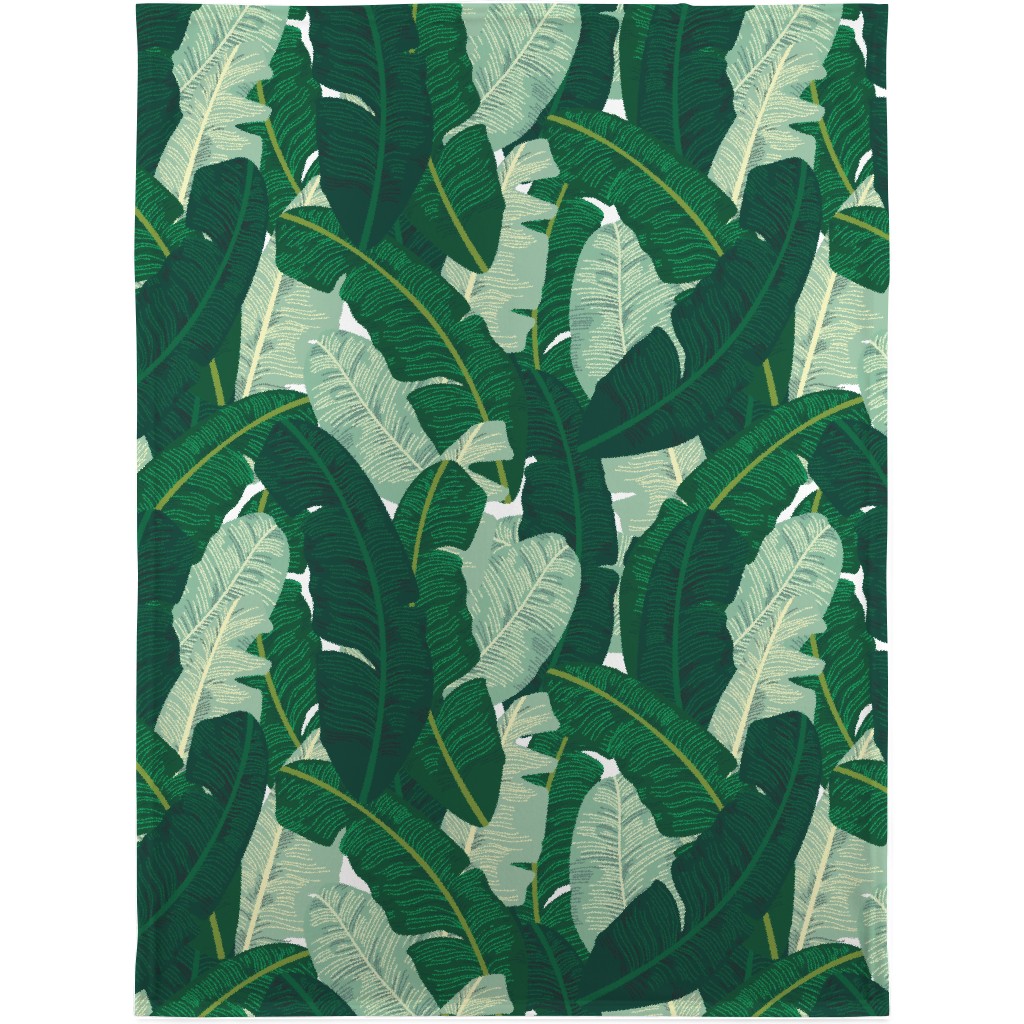 Classic Banana Leaves - Palm Springs Green Blanket, Fleece, 30x40, Green, Classic Green