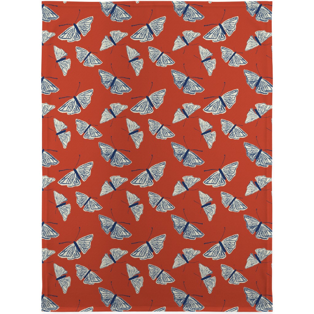 Moths - Rust Blanket, Fleece, 30x40, Red, Red