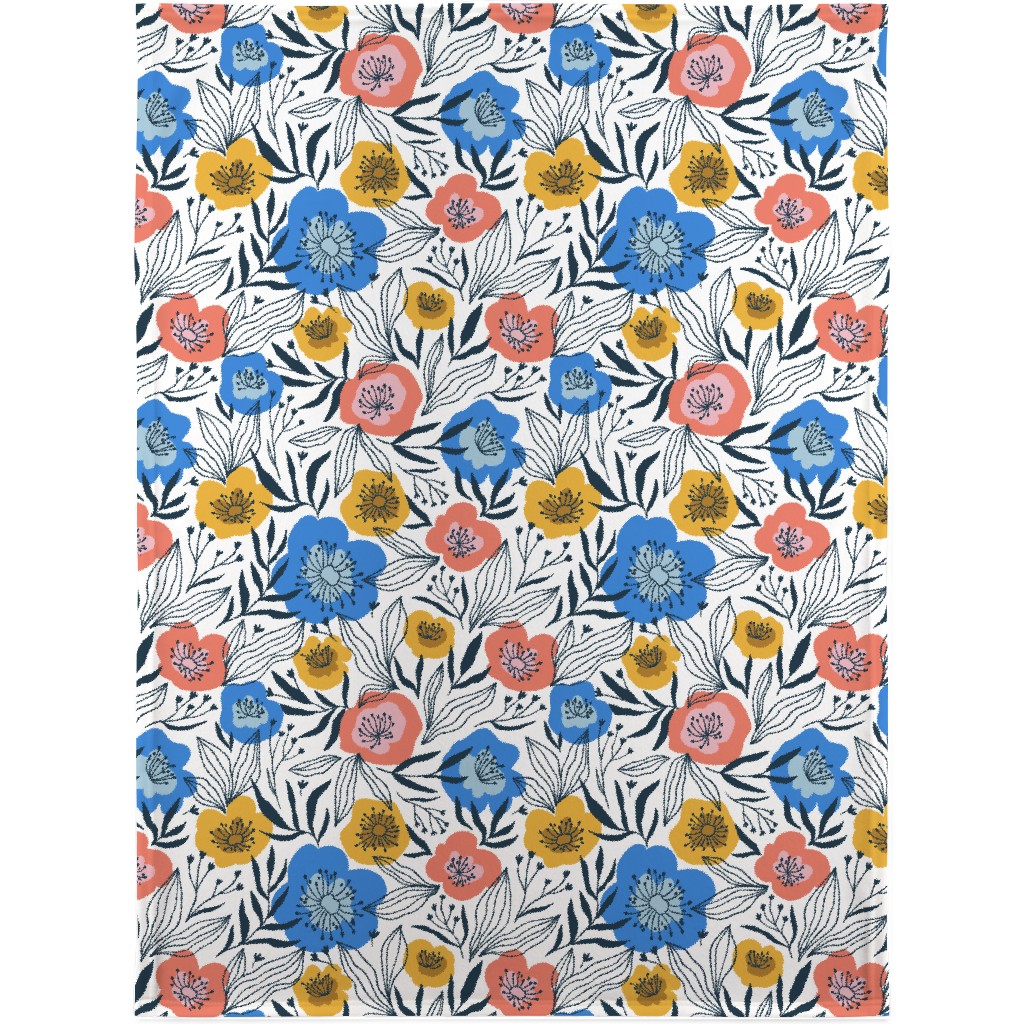 Colorful Flowers - Multi Blanket, Fleece, 30x40, Multicolor