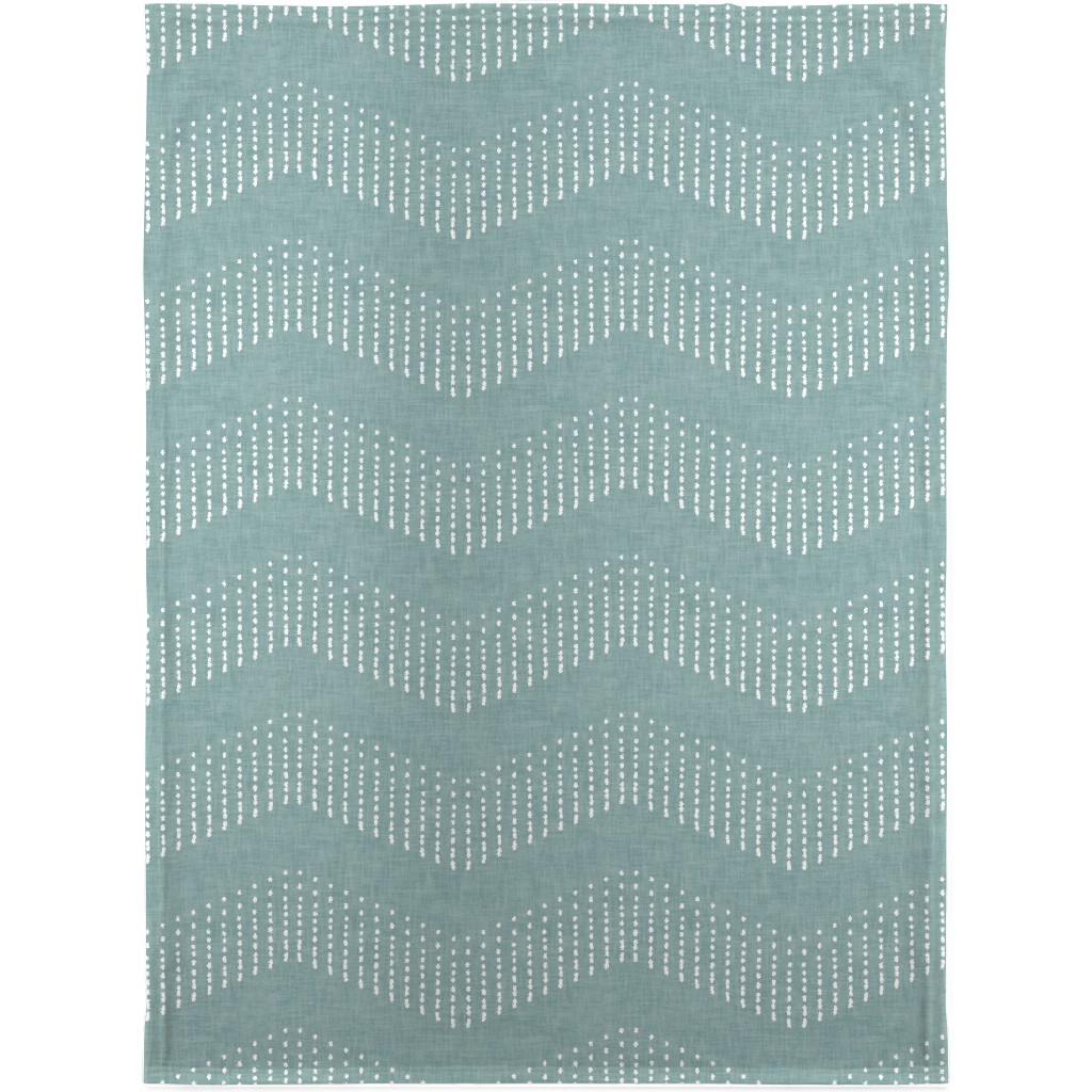 Arcadia Dashy Chevron - Dusty Blue Blanket, Fleece, 30x40, Blue, True Blue