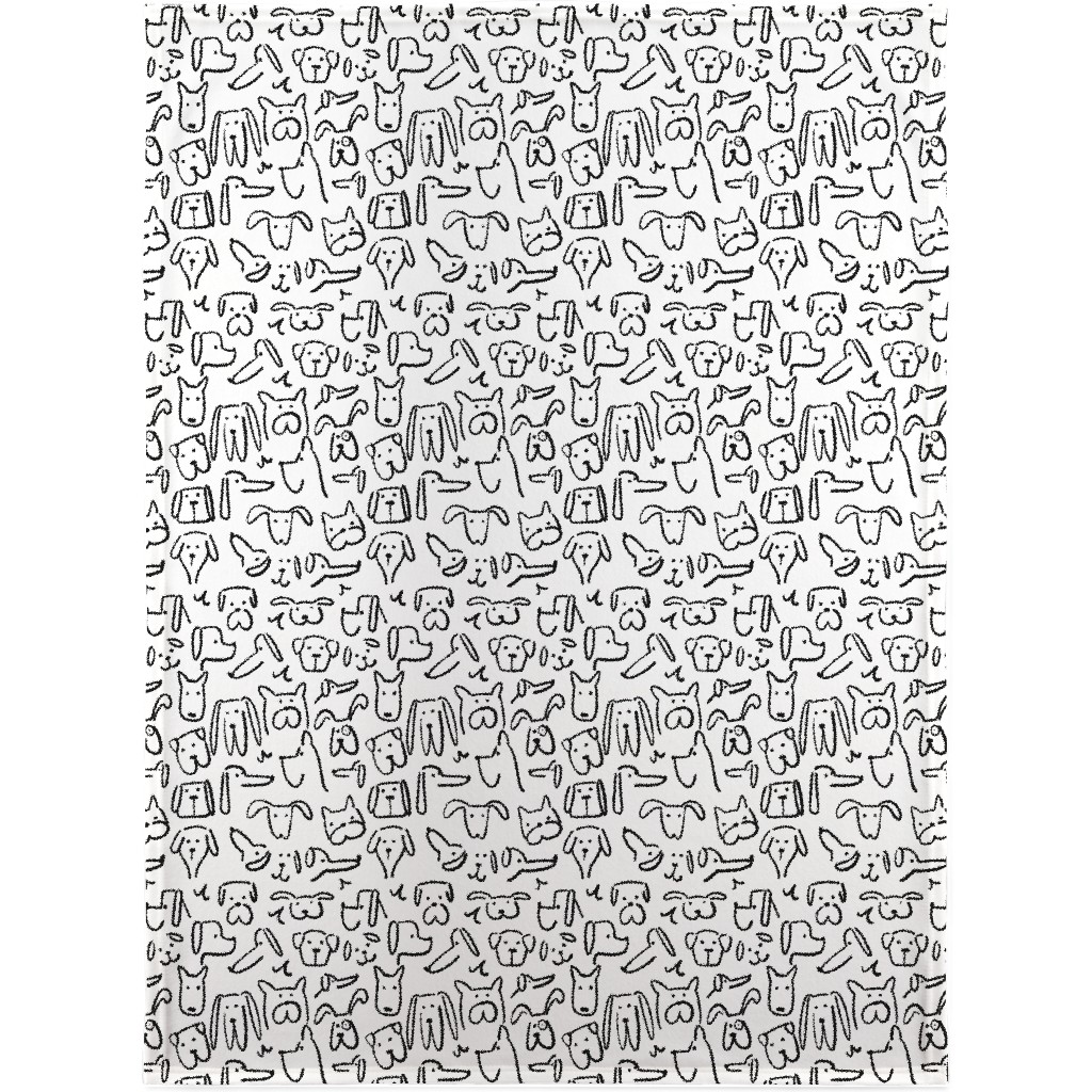 Playful Pups - Black and White Blanket, Fleece, 30x40, White, White