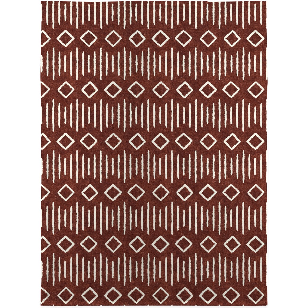 Diamond Mud Cloth Blanket, Fleece, 30x40, Brown, Chestnut