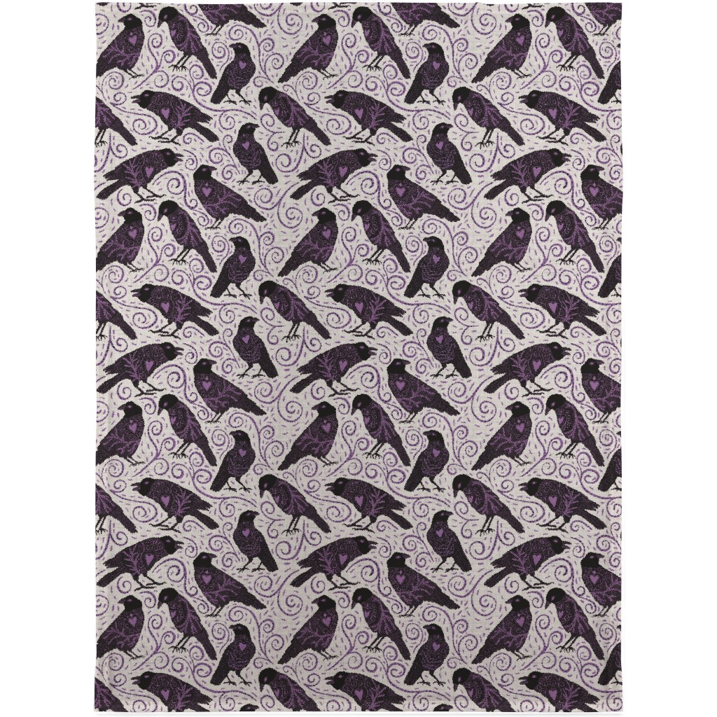 Raven - Ivory Blanket, Fleece, 30x40, Purple
