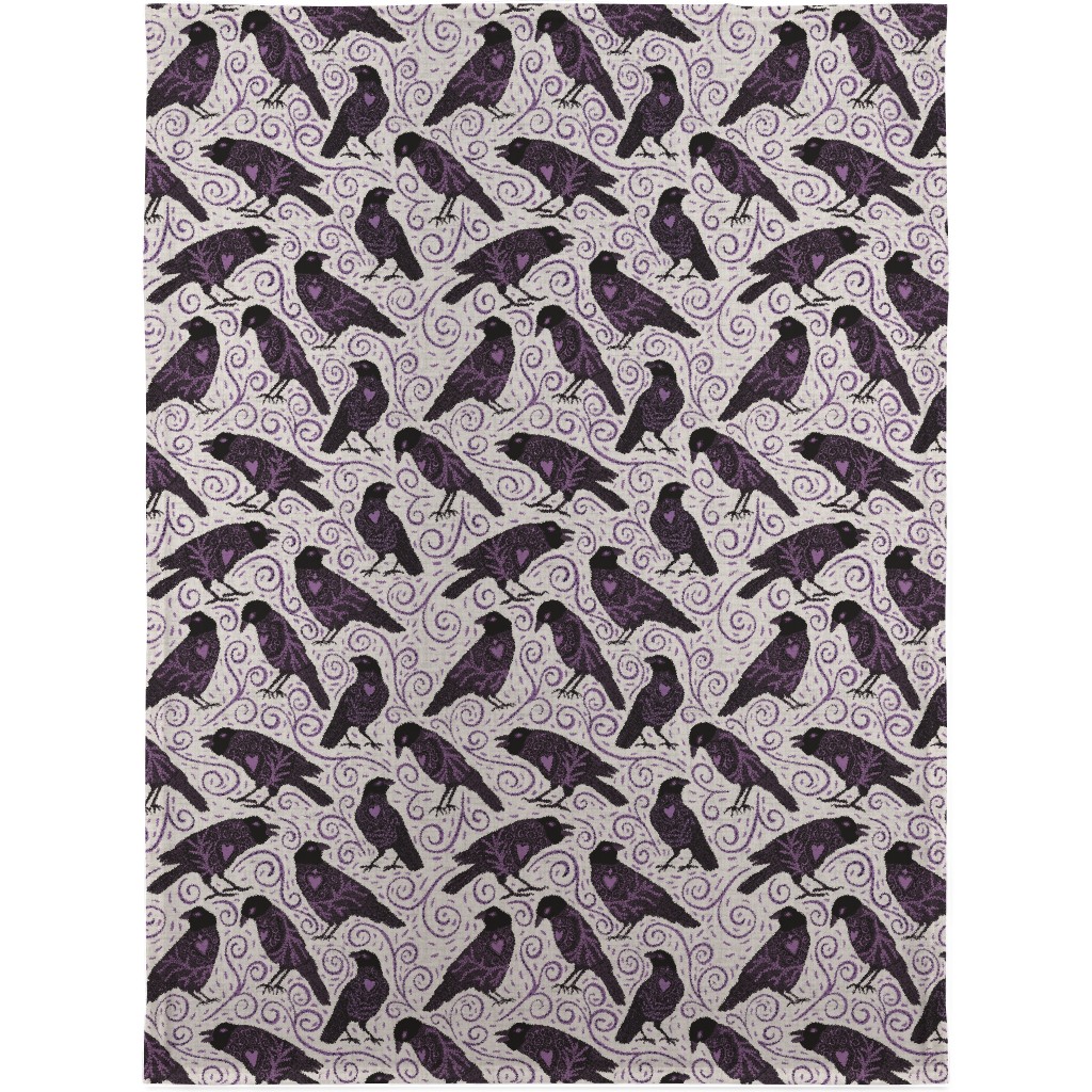 Raven - Ivory Blanket, Fleece, 30x40, Purple, Purple