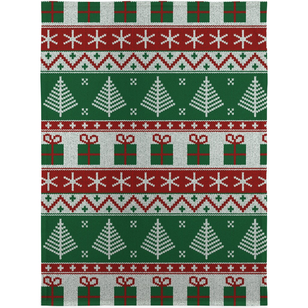 Christmas Knit - Green Blanket, Fleece, 30x40, Multicolor
