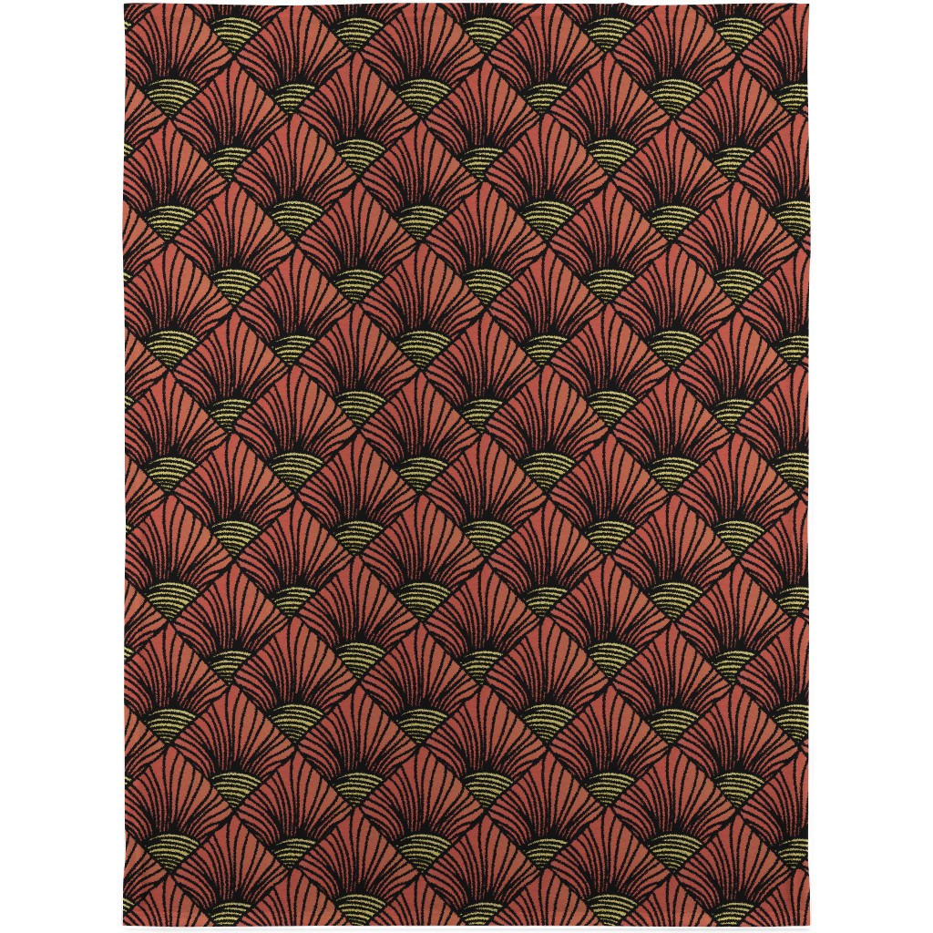 Art Deco Sunrise Blanket, Fleece, 30x40, Red, Red