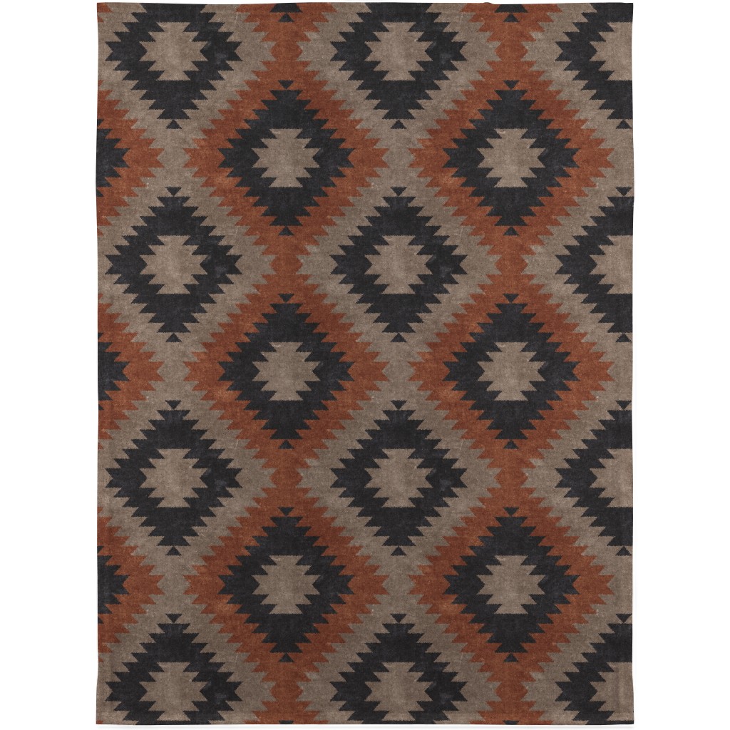 Tribal Southwest Boho Blanket, Fleece, 30x40, Brown, Taupe