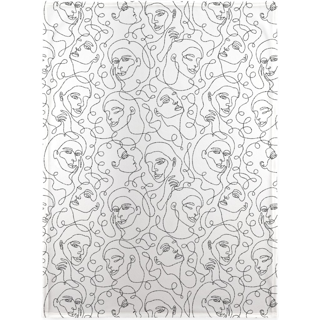 Hand Drawn Women Blanket, Fleece, 30x40, White