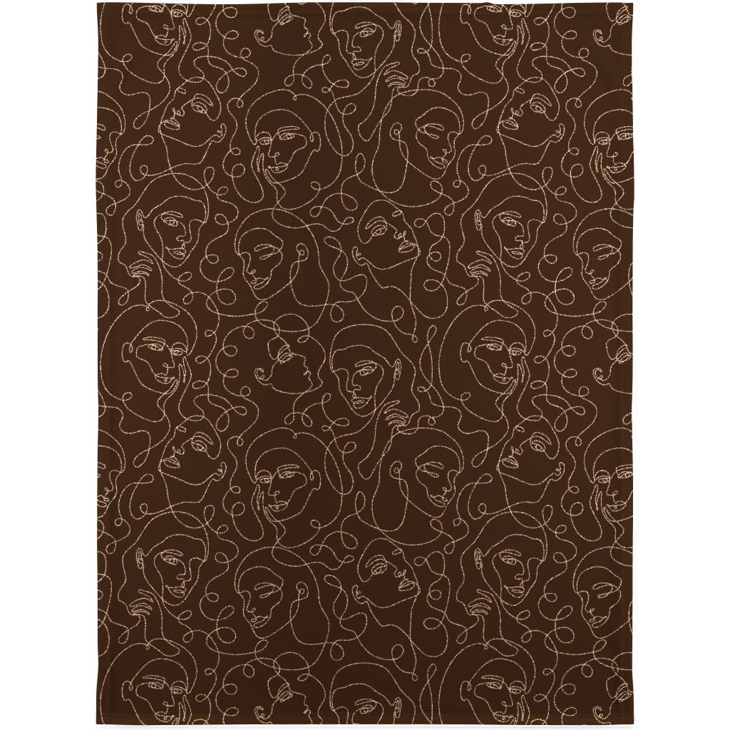 Hand Drawn Women Blanket, Fleece, 30x40, Brown, Dark Chocolate