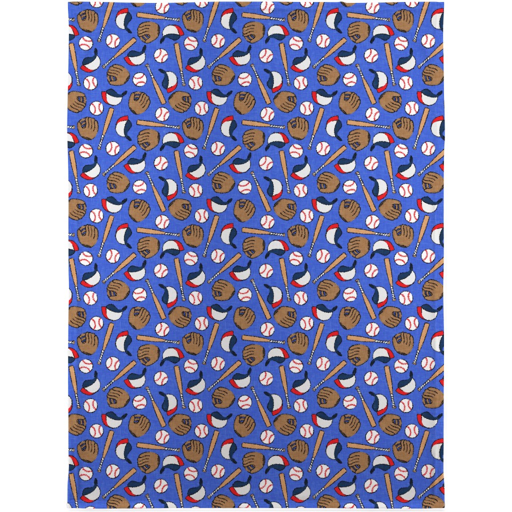 Baseball Bats Mits and Balls Blanket, Fleece, 30x40, Blue, Gentle Violet