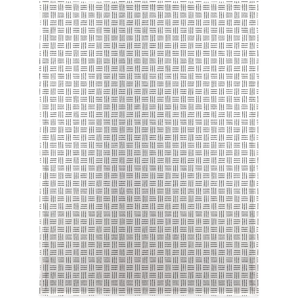 Mudcloth Basket Weave - Black on White Blanket, Fleece, 30x40, White, White
