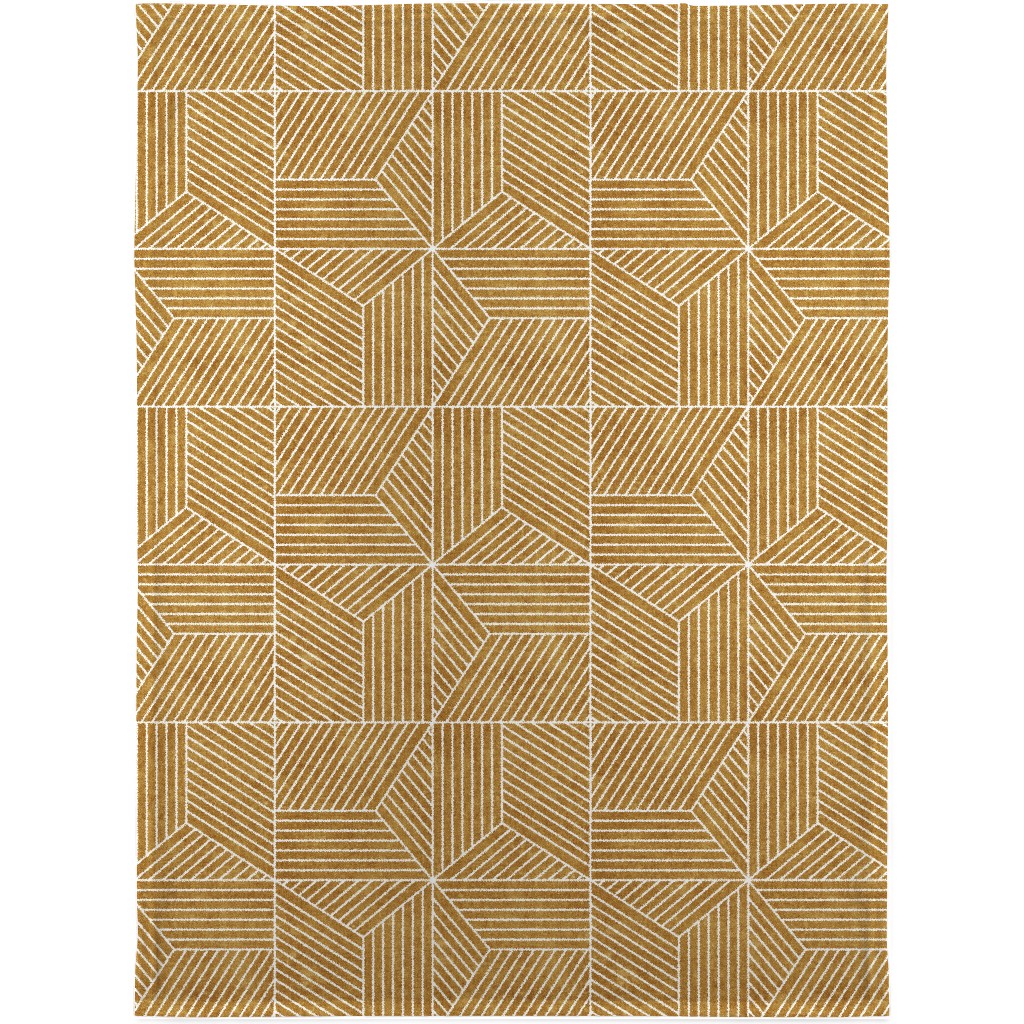 Bohemian Geometric Tiles - Mustard Blanket, Fleece, 30x40, Yellow, Classic Yellow