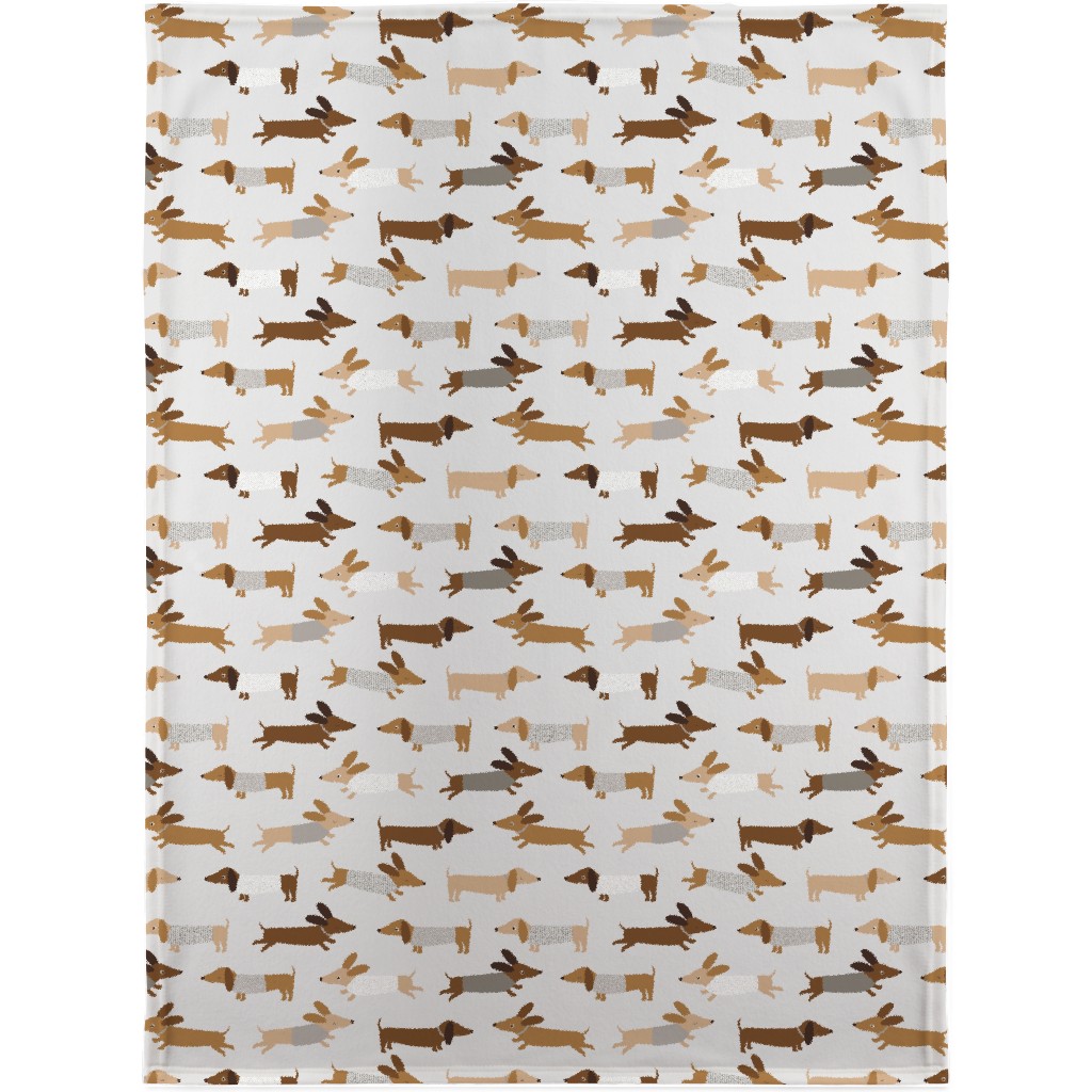 Daschunds Blanket, Plush Fleece, 30x40, Gray, Silver Lining