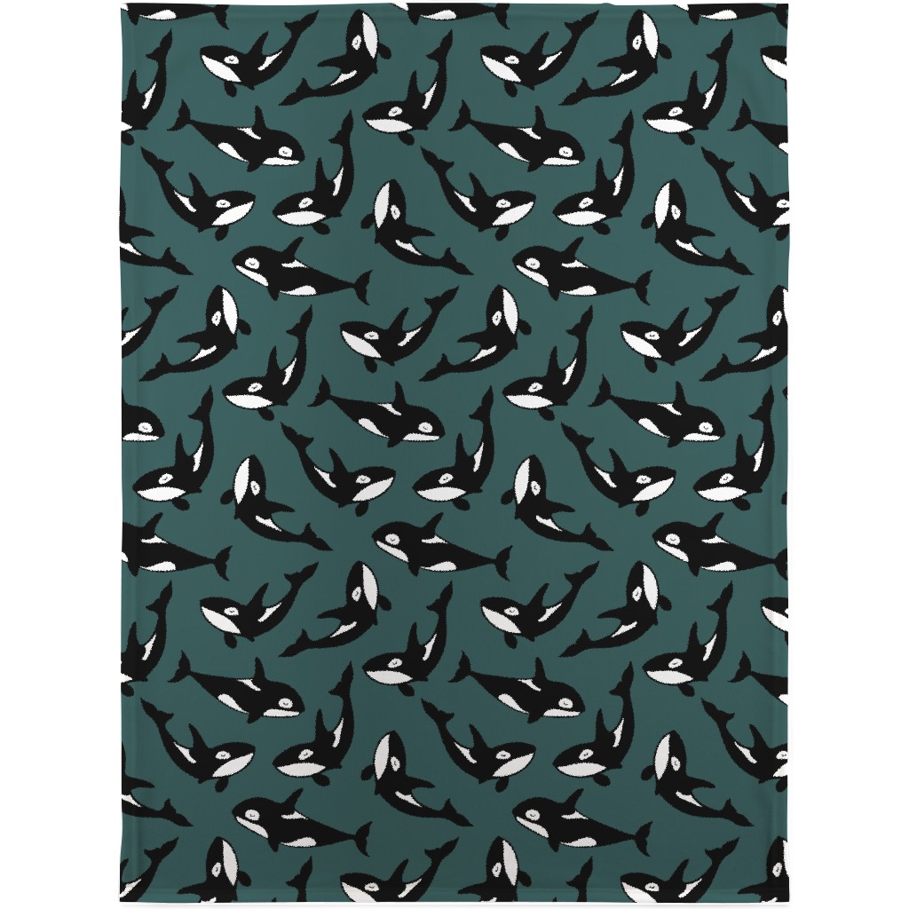 Orca Blanket, Plush Fleece, 30x40, Green, Seaweed