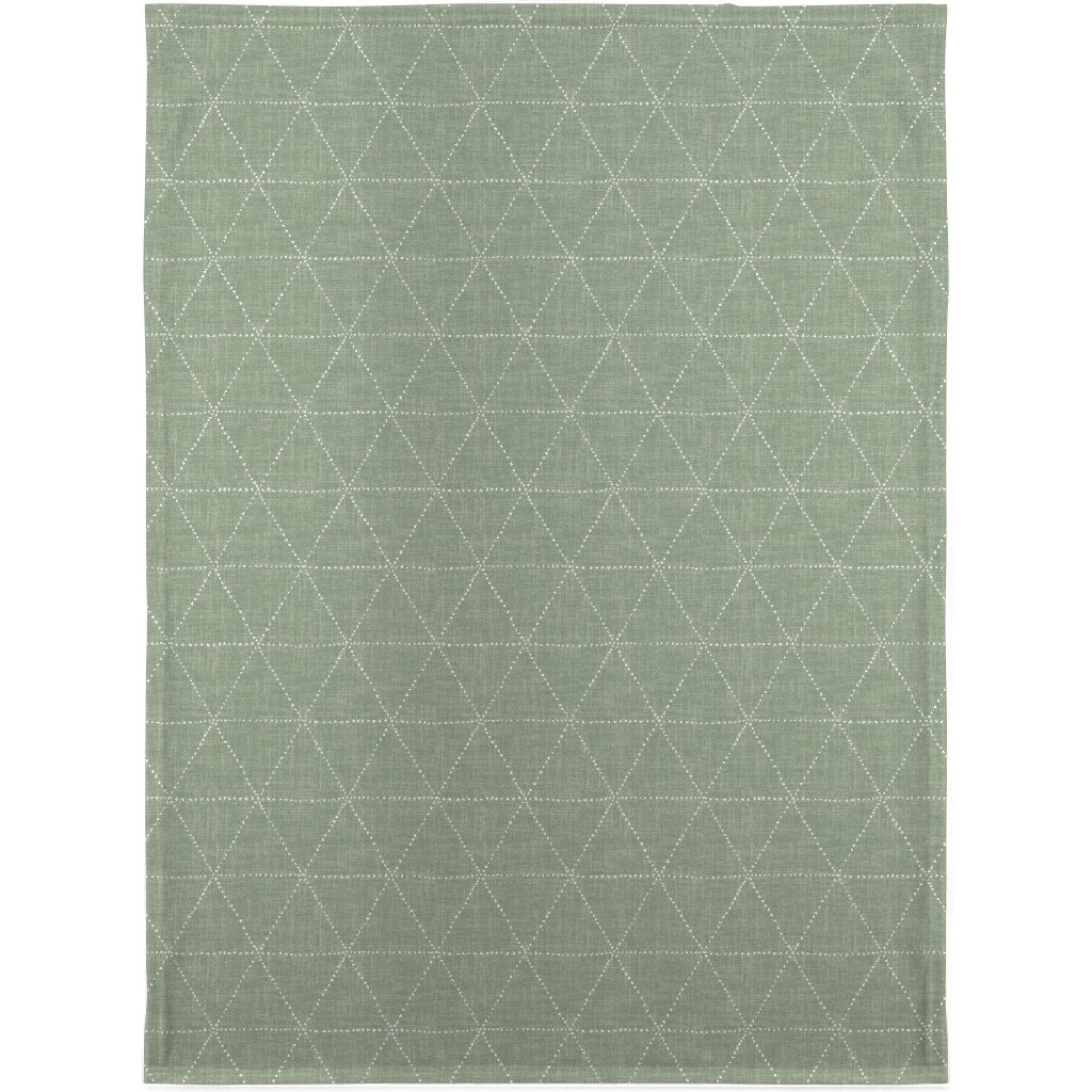 Boho Triangles - Sage Blanket, Plush Fleece, 30x40, Green