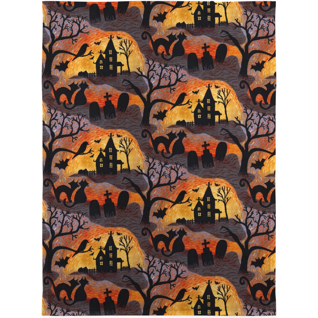 Spooky Halloween Haunts Blanket, Plush Fleece, 30x40, Multicolor