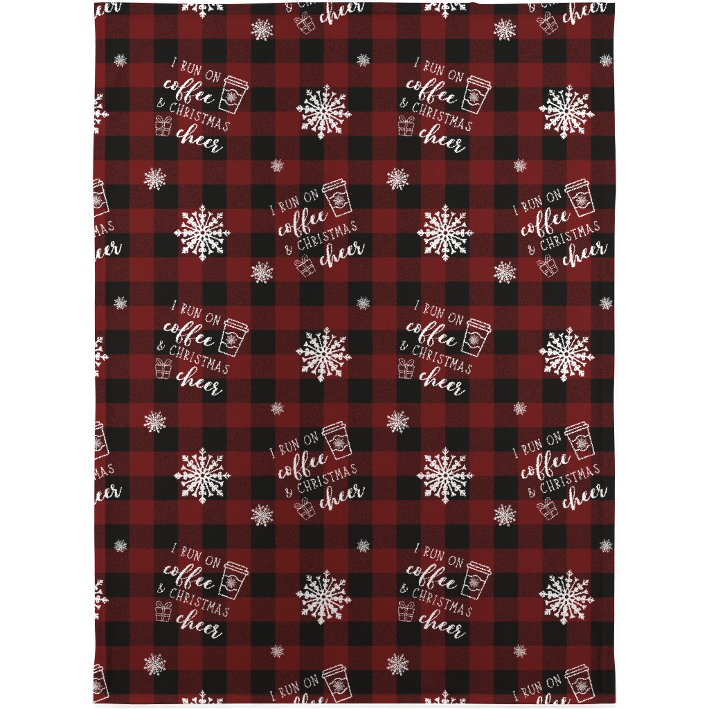Coffee and Christmas Cheer Blanket, Plush Fleece, 30x40, Red