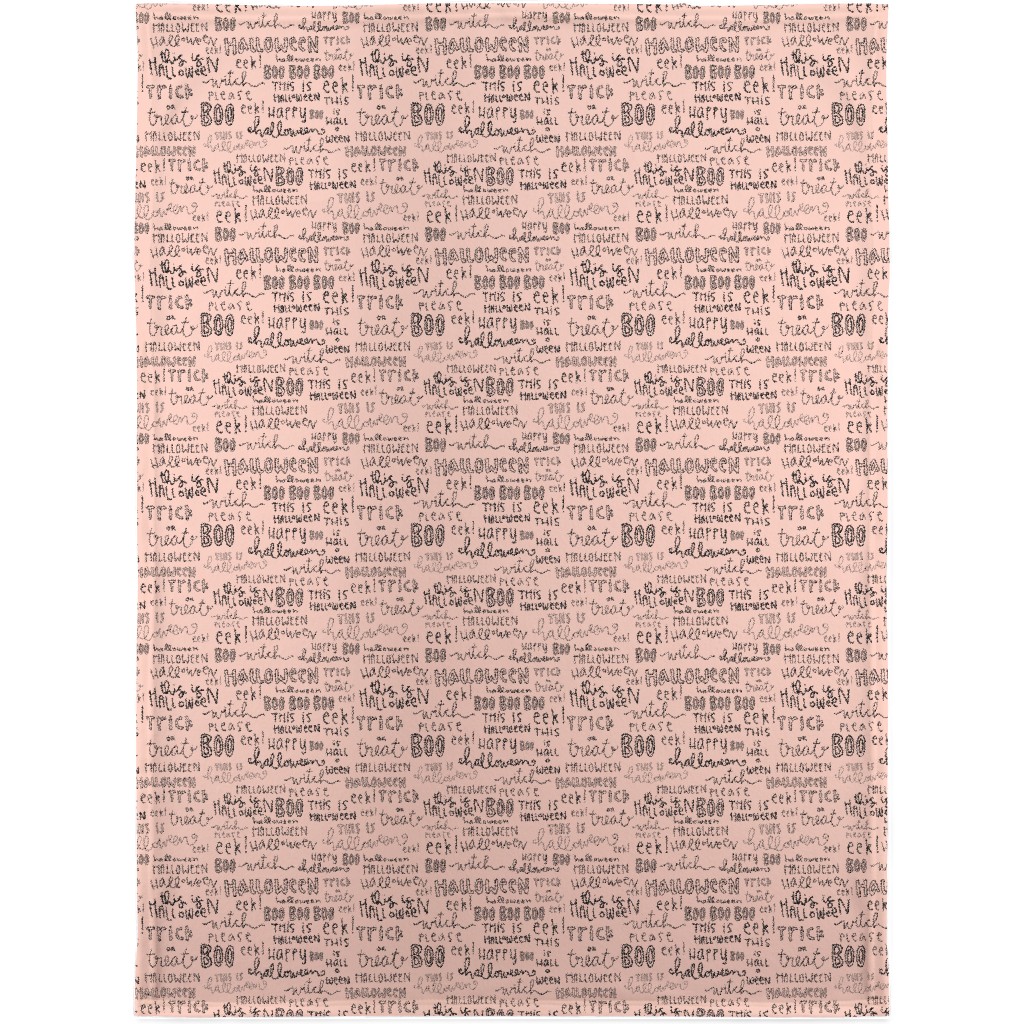 Halloween Words - Black Blanket, Plush Fleece, 30x40, Pink