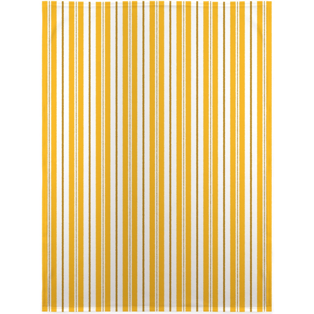Gold White and Brown Stripes Blanket, Plush Fleece, 30x40, Yellow, Classic Yellow