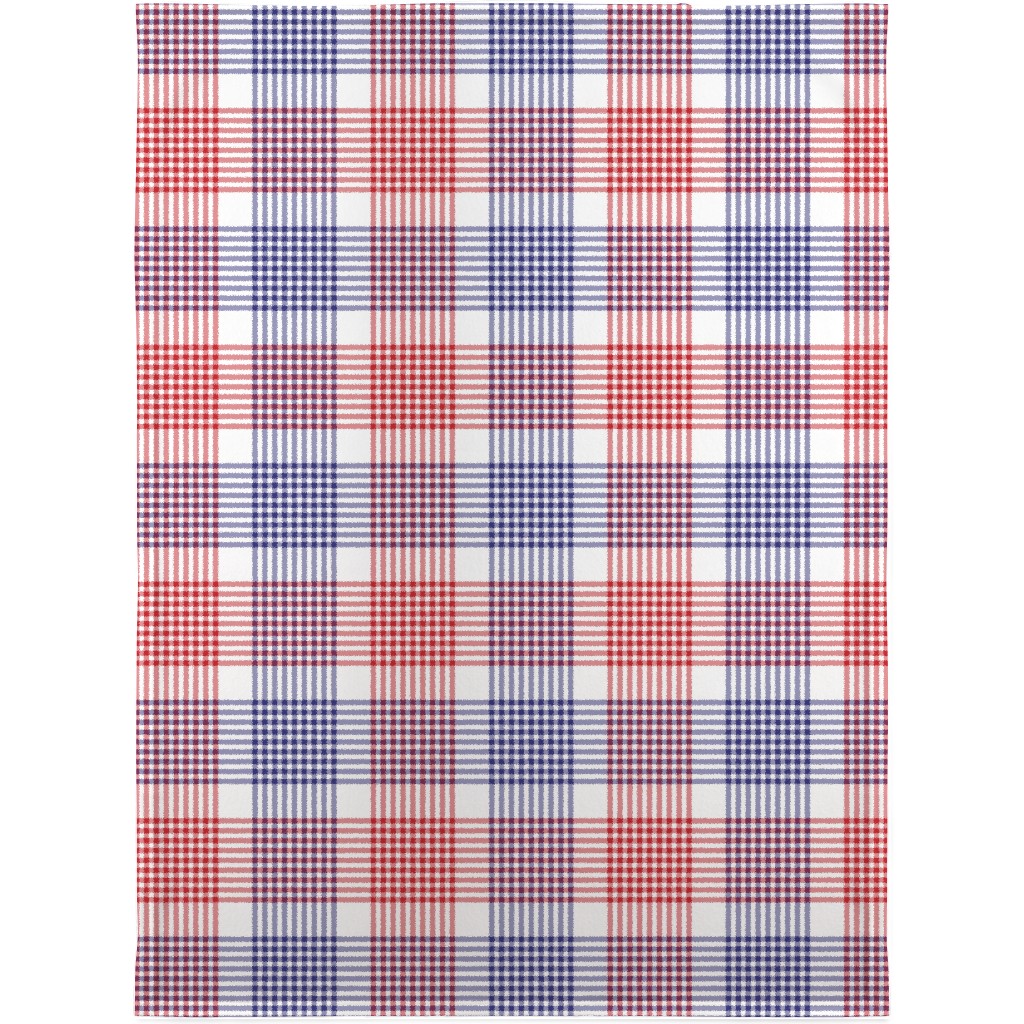 Plaid - Red, White and Blue Blanket, Plush Fleece, 30x40, Multicolor