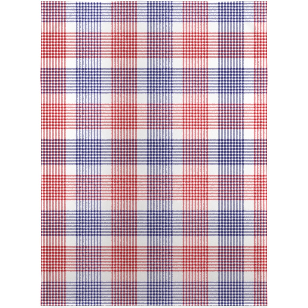 Plaid - Red, White and Blue Blanket, Plush Fleece, 30x40, Multicolor