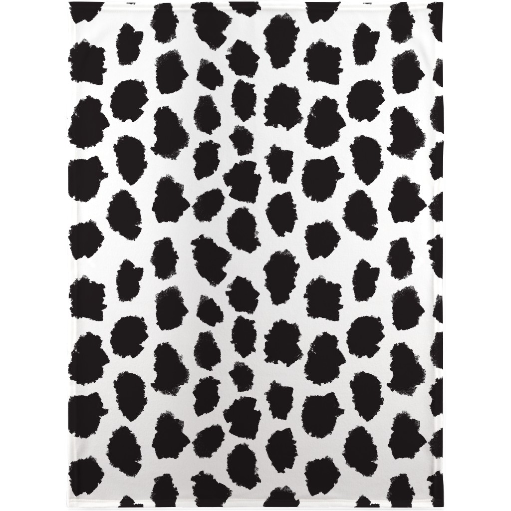 Juno - Black & White Blanket, Plush Fleece, 30x40, Black, Black