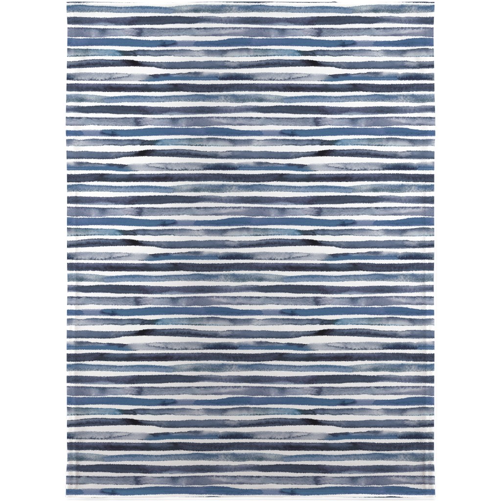 Watercolor Stripes - Blue Blanket, Plush Fleece, 30x40, Blue