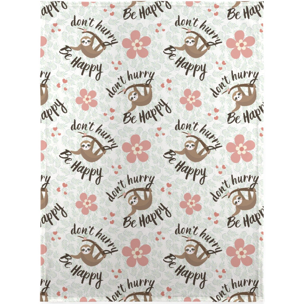 Don't Hurry Be Happy - Beige & Brown Blanket, Plush Fleece, 30x40, Beige, Pearl