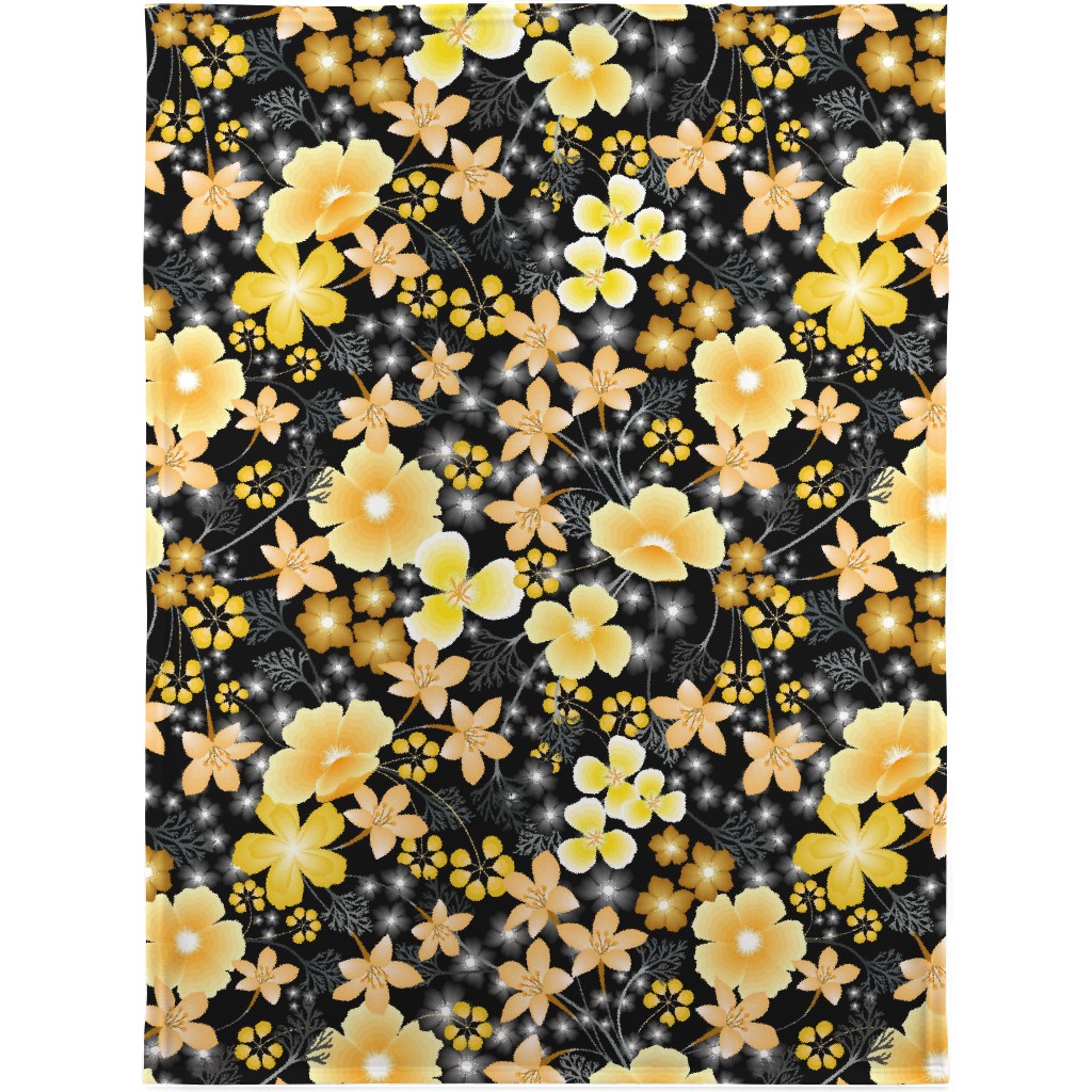 Thicket Floral - Yellow Blanket, Plush Fleece, 30x40, Yellow, Classic Yellow