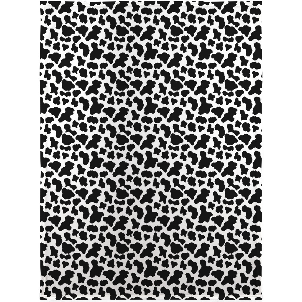 Cow Print - Black and White Blanket, Plush Fleece, 30x40, Black