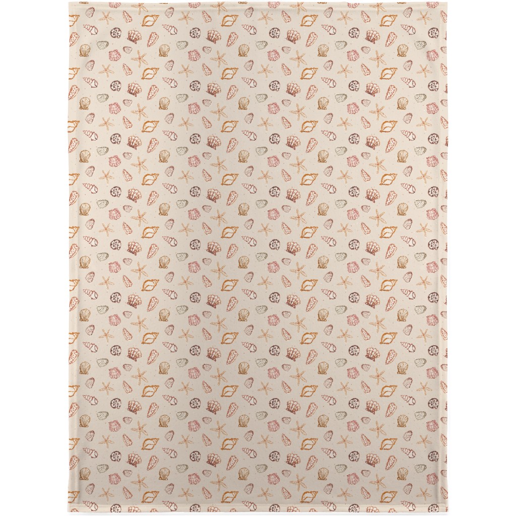 Painted Summer Beach Seashells Blanket, Plush Fleece, 30x40, Multicolor