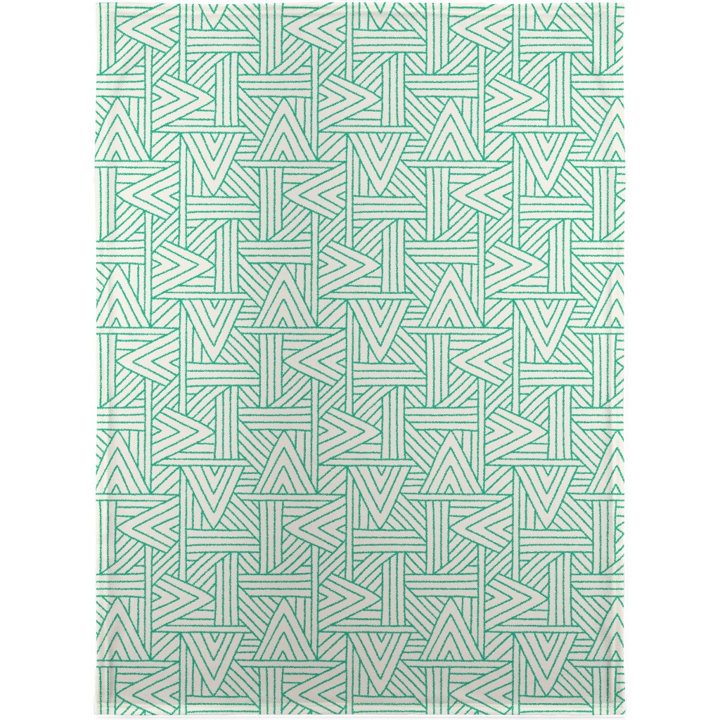 Angles - Green & White Blanket, Plush Fleece, 30x40, Green