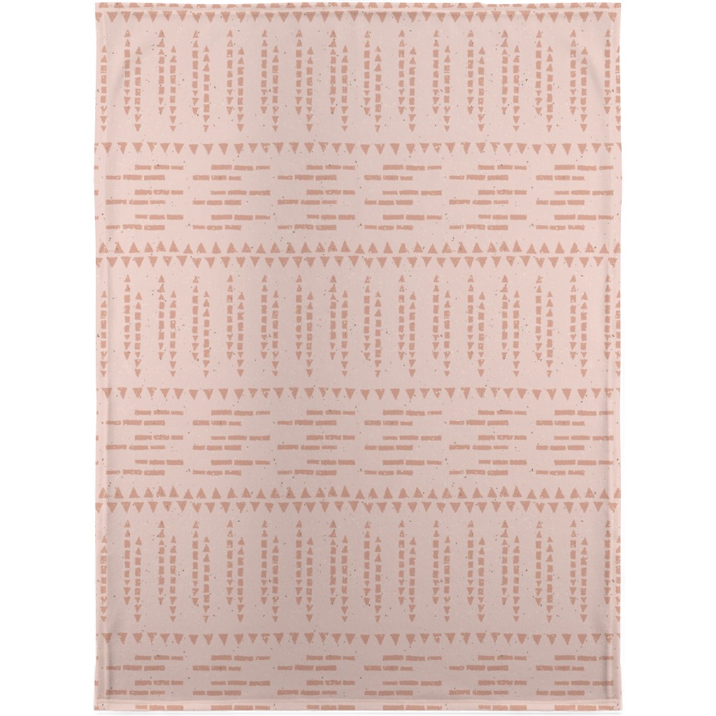 Boho Tribal Dashed Geometric - Pink Blanket, Plush Fleece, 30x40, Pink
