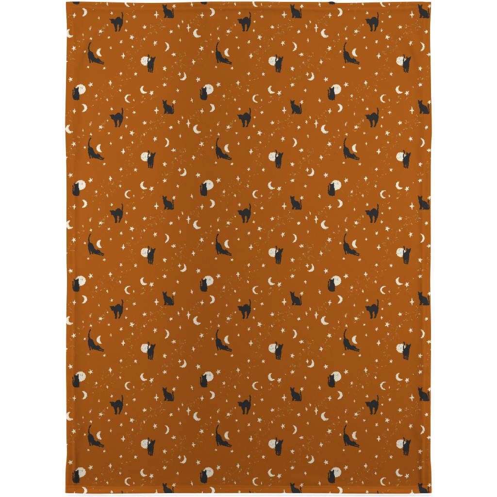 Black Cats - Burnt Orange Blanket, Plush Fleece, 30x40, Orange, Orange