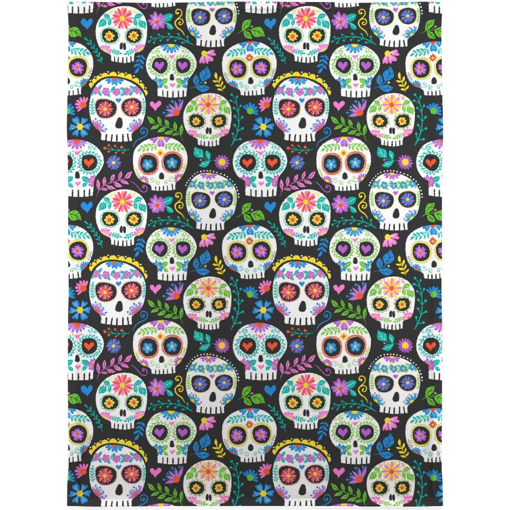 Floral Skull - Multi Blanket, Plush Fleece, 30x40, Multicolor